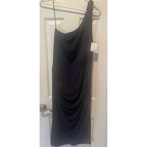 Socialite Black Dress, Small, 1 shoulder drape, $39, B59